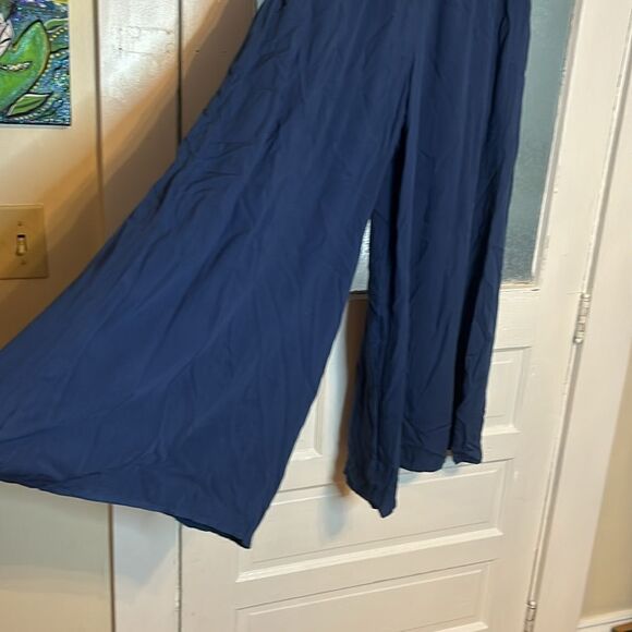NWT Dokotoo Women’s Blue Wide Leg Pants With Elastic Drawstring waistband size L - Picture 3 of 7
